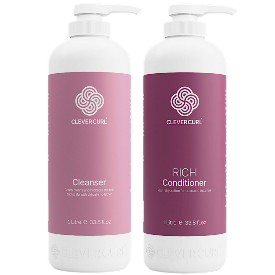 Clever Curl Cleanser Shampoo and Rich Conditioner 1000ml