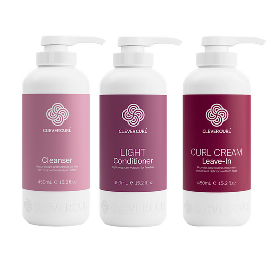 Clever Curl Cleanser and Light Conditioner 450ml + Curl Cream (3pc)