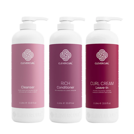 Clever Curl Cleanser and Rich Conditioner + Curl Cream 1000ml Trio