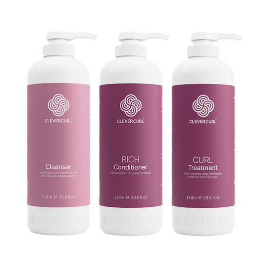 Clever Curl Cleanser and Rich Conditioner + Curl Treatment 1000ml Trio
