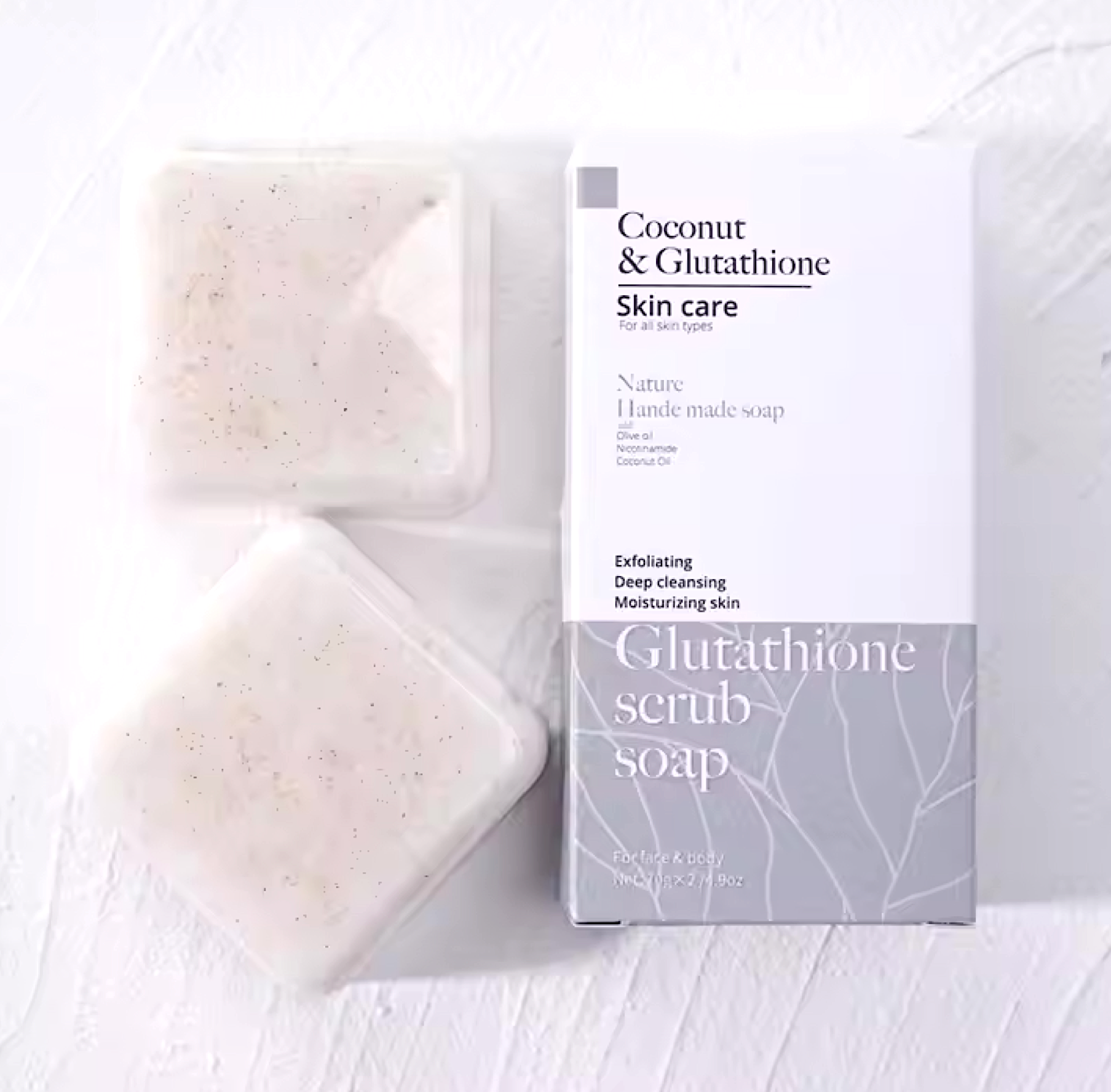 Coconut and Glutathione Hand Made Soap Scrub 70g (2pc) Everything Keratin Coconut and Glutathione Hand Made Soap Scrub 70g (2pc) Everything Keratin
