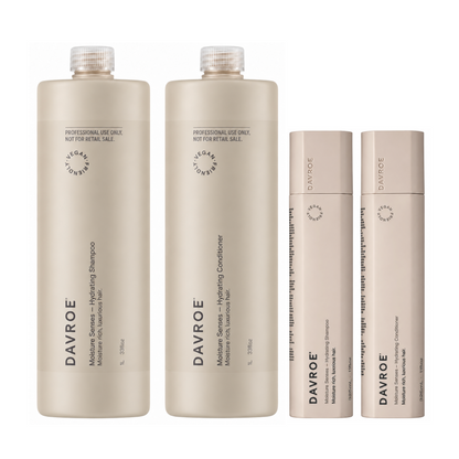 Davroe Moisture Senses Hydrating Shampoo & Conditioner 1L + Moisture Duo (4pc)
