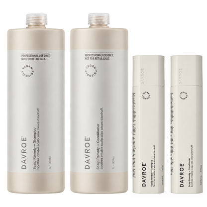Davroe Scalp Remedy Shampoo and Conditioner 1L + Scalp Remedy 325ml Duo (4pc)