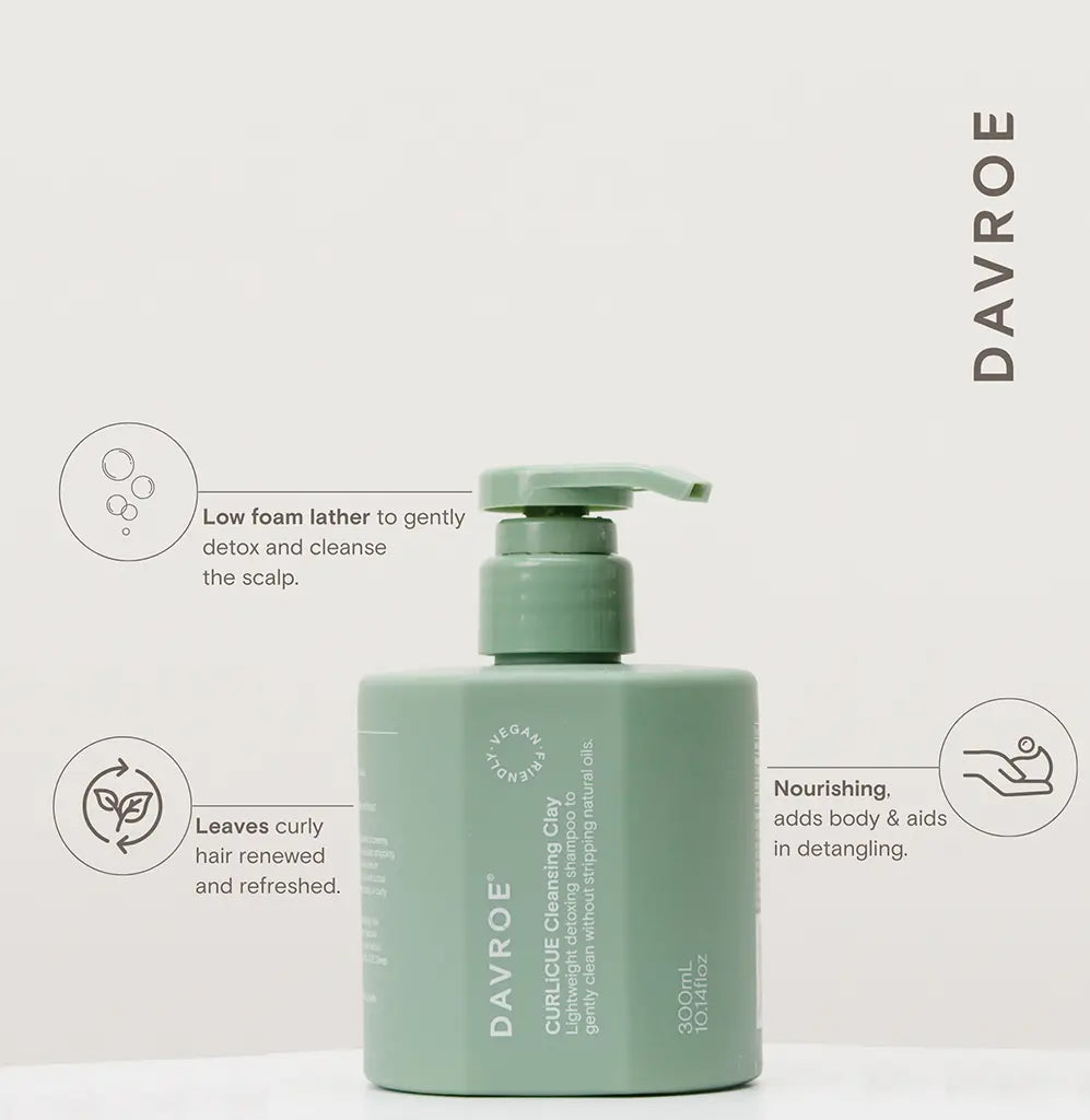 Davroe Curlicue Cleansing Clay and Rinse 300ml + Activator & Curl Balm (4pc)