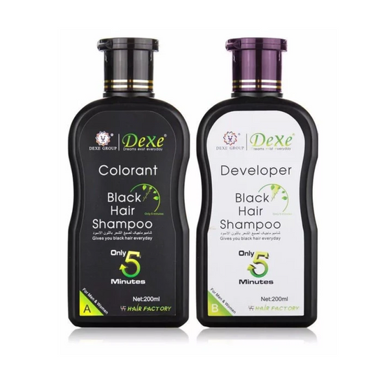 Dexe Black Hair Shampoo Colorant and Developer 200ml Duo