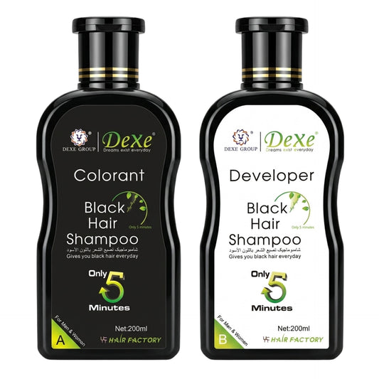 Dexe Black Hair Shampoo Colorant and Developer 200ml Duo