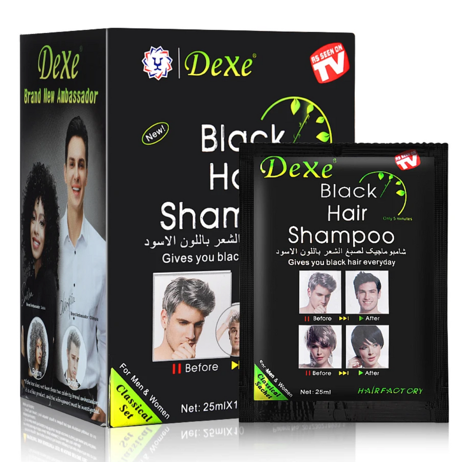 Dexe Black Hair Instant Grey Coverage Shampoo 25ml x 10 Kit