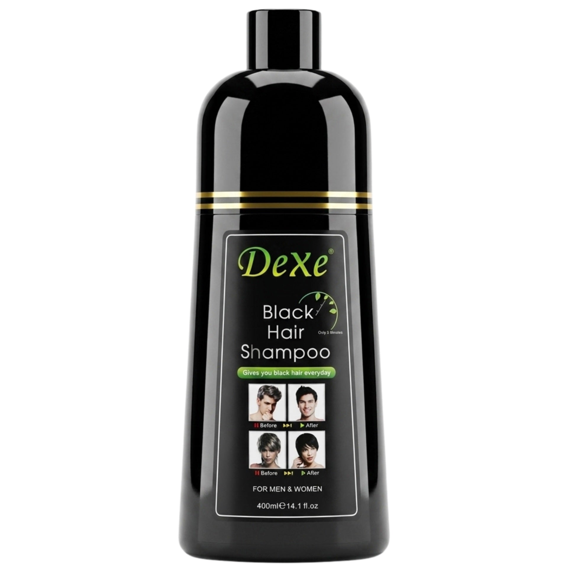 Dexe Black Instant Gray Coverage Hair Shampoo 400ml