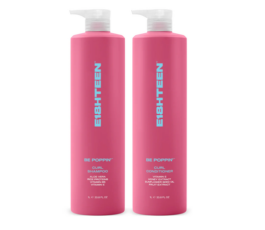 E18HTEEN Be Poppin Curl Shampoo and Conditioner 1000ml 