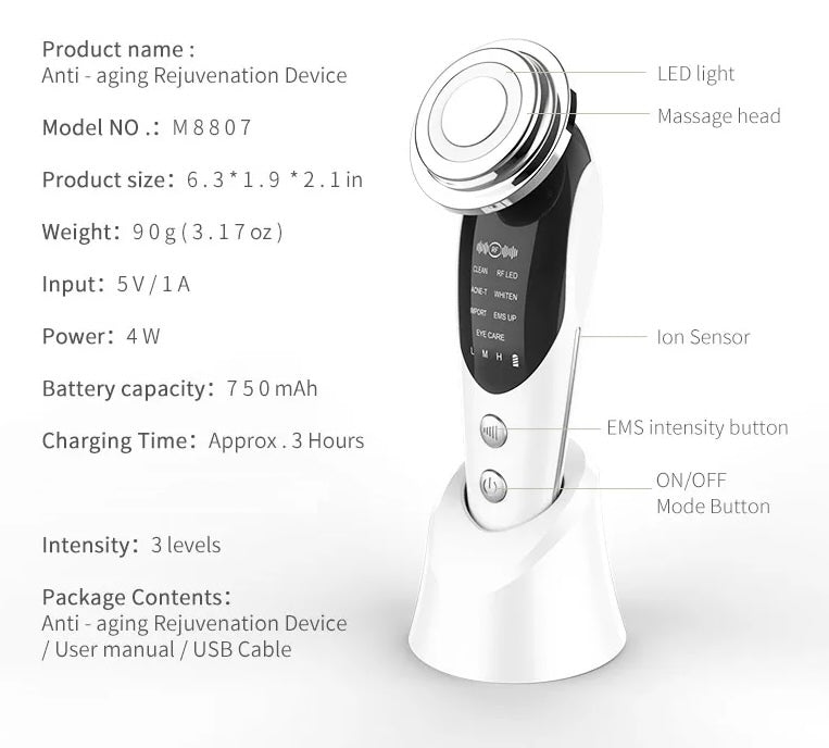 EMS Microcurrent LED Tightening Face and Neck Lifting Handset