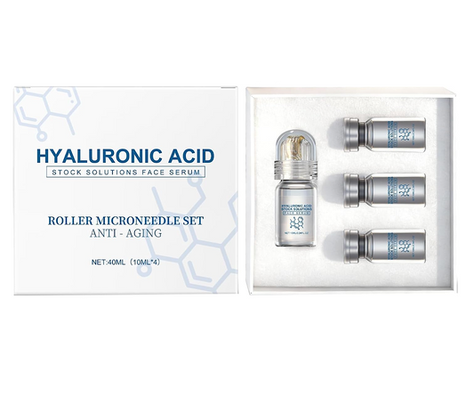 Eelhoe Titanium Hydra Roller Microneedling and Hyaluronic Acid Stock Solution Set