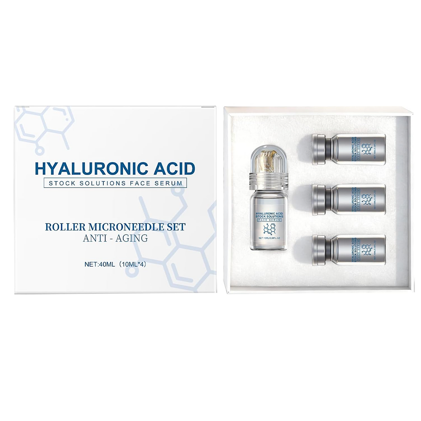 Eelhoe Titanium Hydra Roller Microneedling and Hyaluronic Acid Stock Solution Set