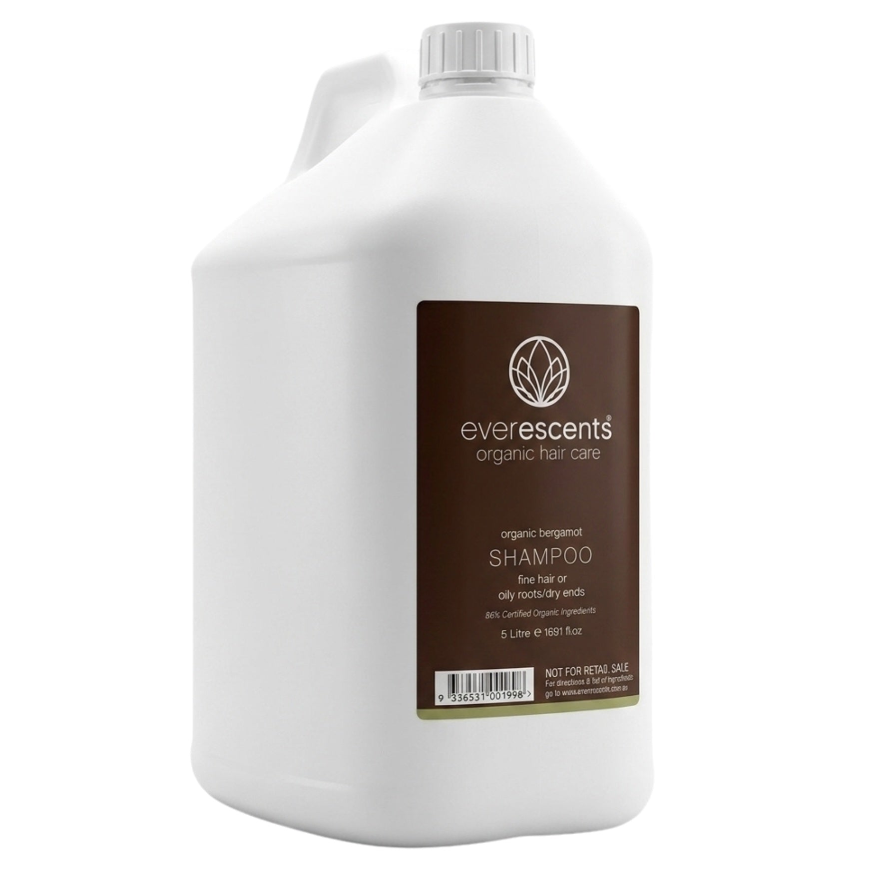 Everescents Organic Bergamot Shampoo 5L Professional Use