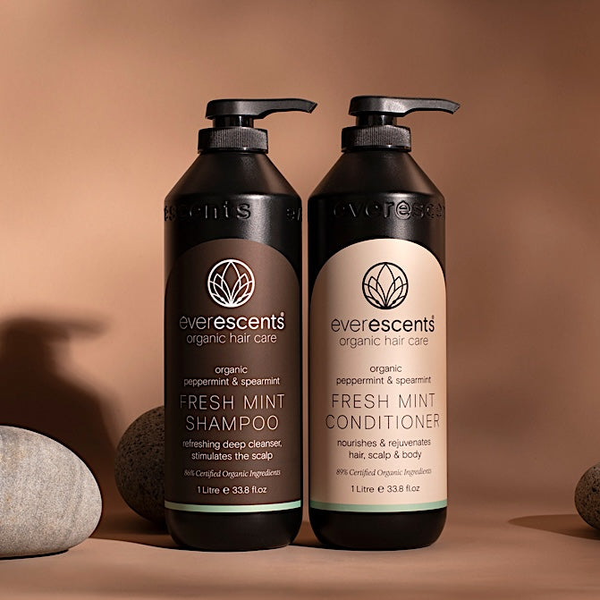 Everescents Organic Fresh Mint Hair Regrowth Shampoo and Conditioner 1000ml