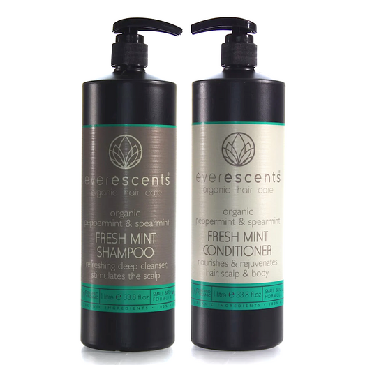 Everescents Organic Fresh Mint Hair Regrowth Shampoo and Conditioner 1000ml