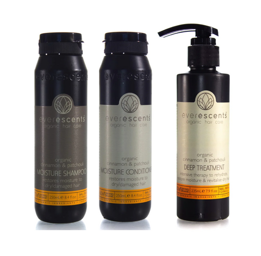 Everescents Organic Moisture Shampoo and Conditioner 250ml + Treatment Trio