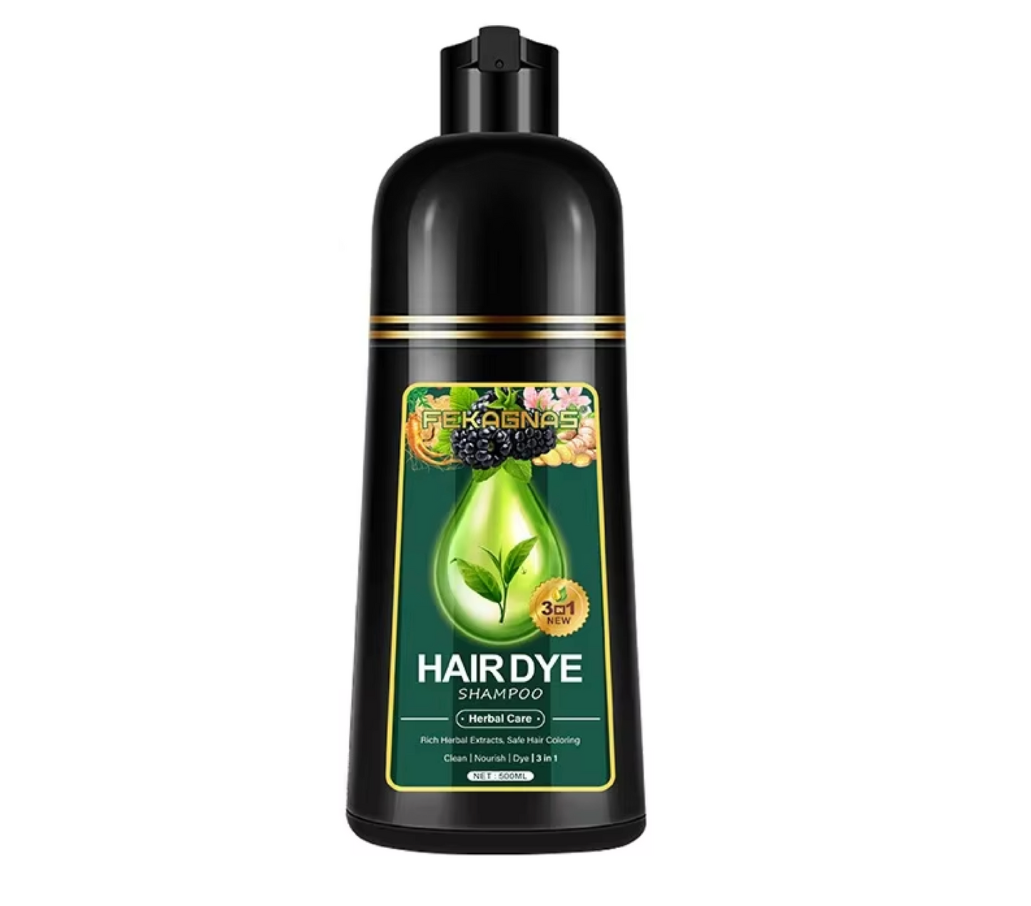 Fekagnas Hair Dye Herbal Shampoo 3 In 1 500ml