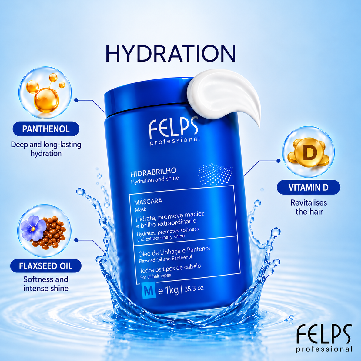 Felps Banho Verniz Mascara Bath Hydration and Shine Mask 1kg