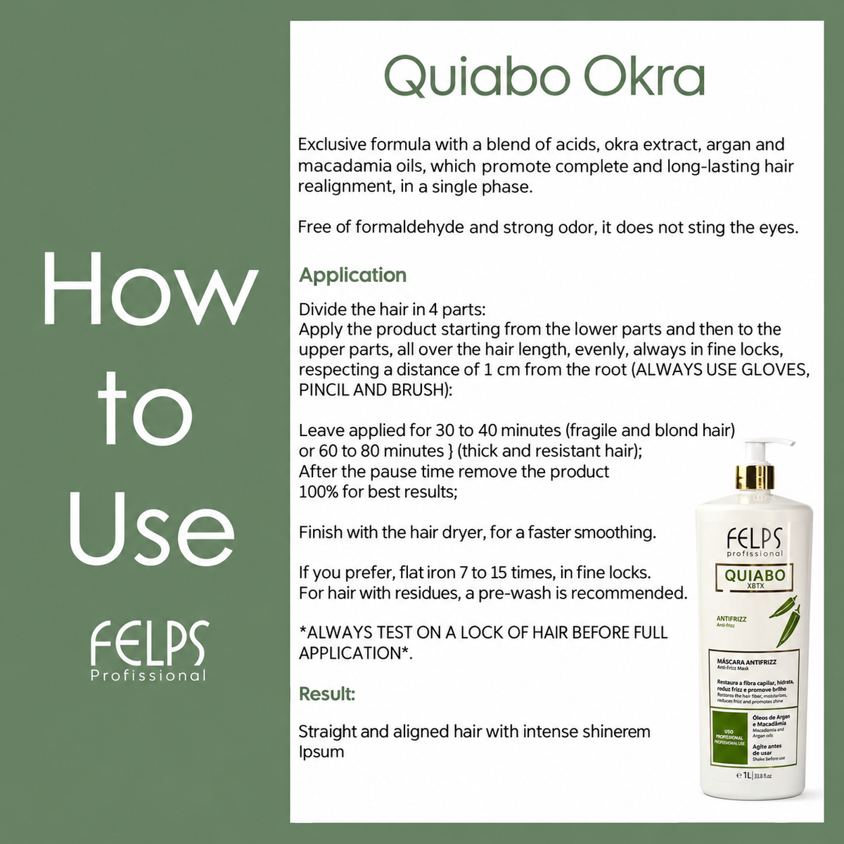 Felps Clarifying Anti-Residue Shampoo and Okra Quiabo Brazilian XBTX Anti Frizz Mask 1L (2pc)