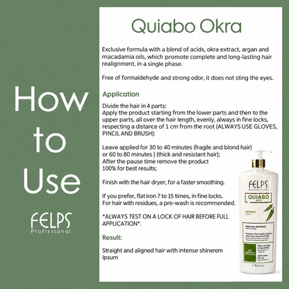 Felps Clarifying Anti-Residue Shampoo and Okra Quiabo Brazilian XBTX Anti Frizz Mask 1L (2pc)