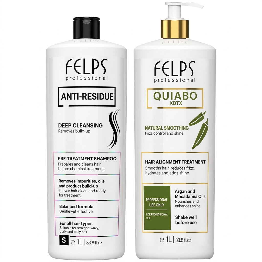 Felps Clarifying Anti-Residue Shampoo and Okra Quiabo Brazilian XBTX Thermal Sealing 1000ml