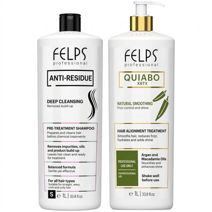 Felps Clarifying Anti-Residue Shampoo and Okra Quiabo Brazilian XBTX Thermal Sealing 1000ml