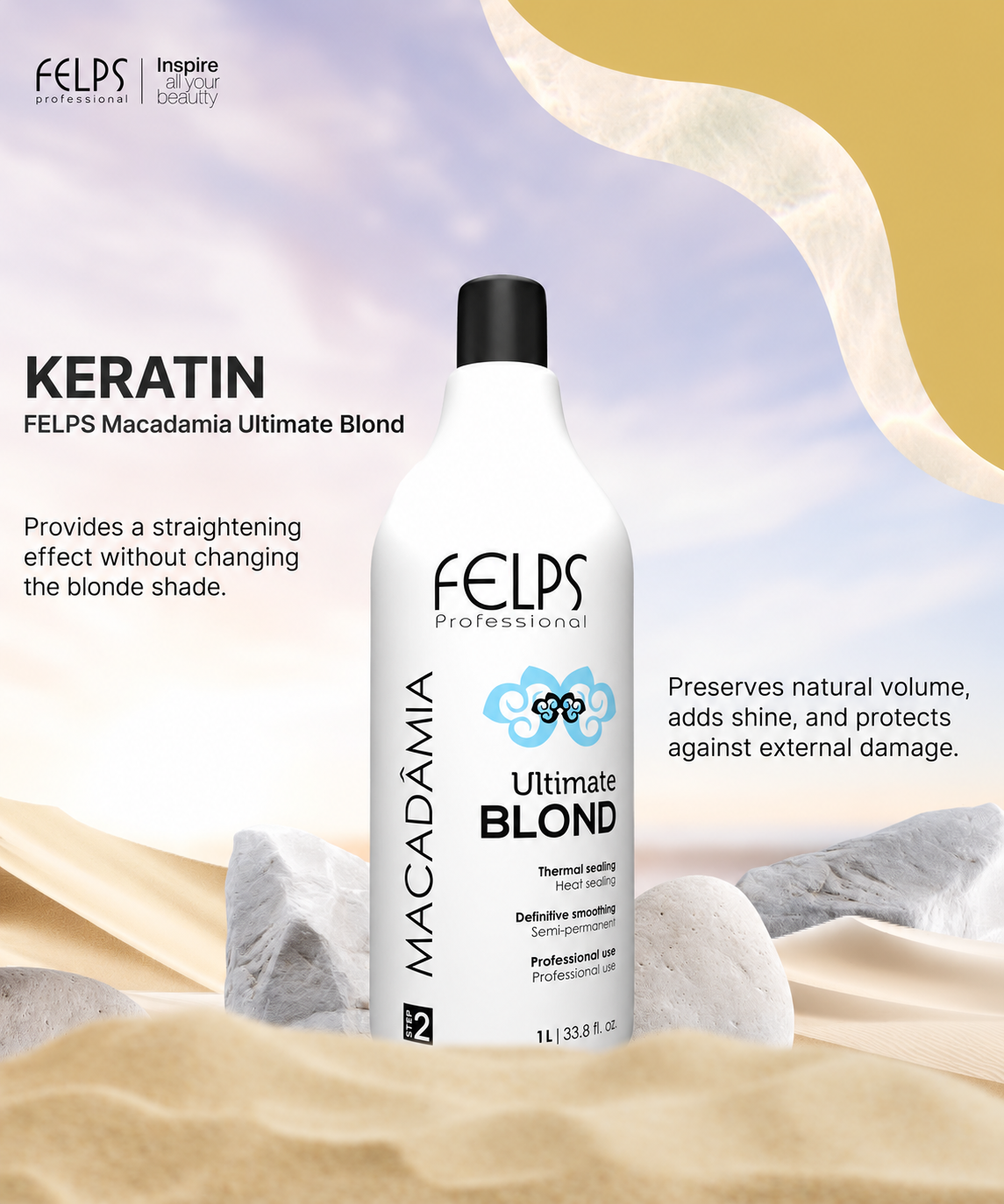 Felps Macadamia Ultimate Blond Heat Sealing Natural Smooth Effect 1000ml