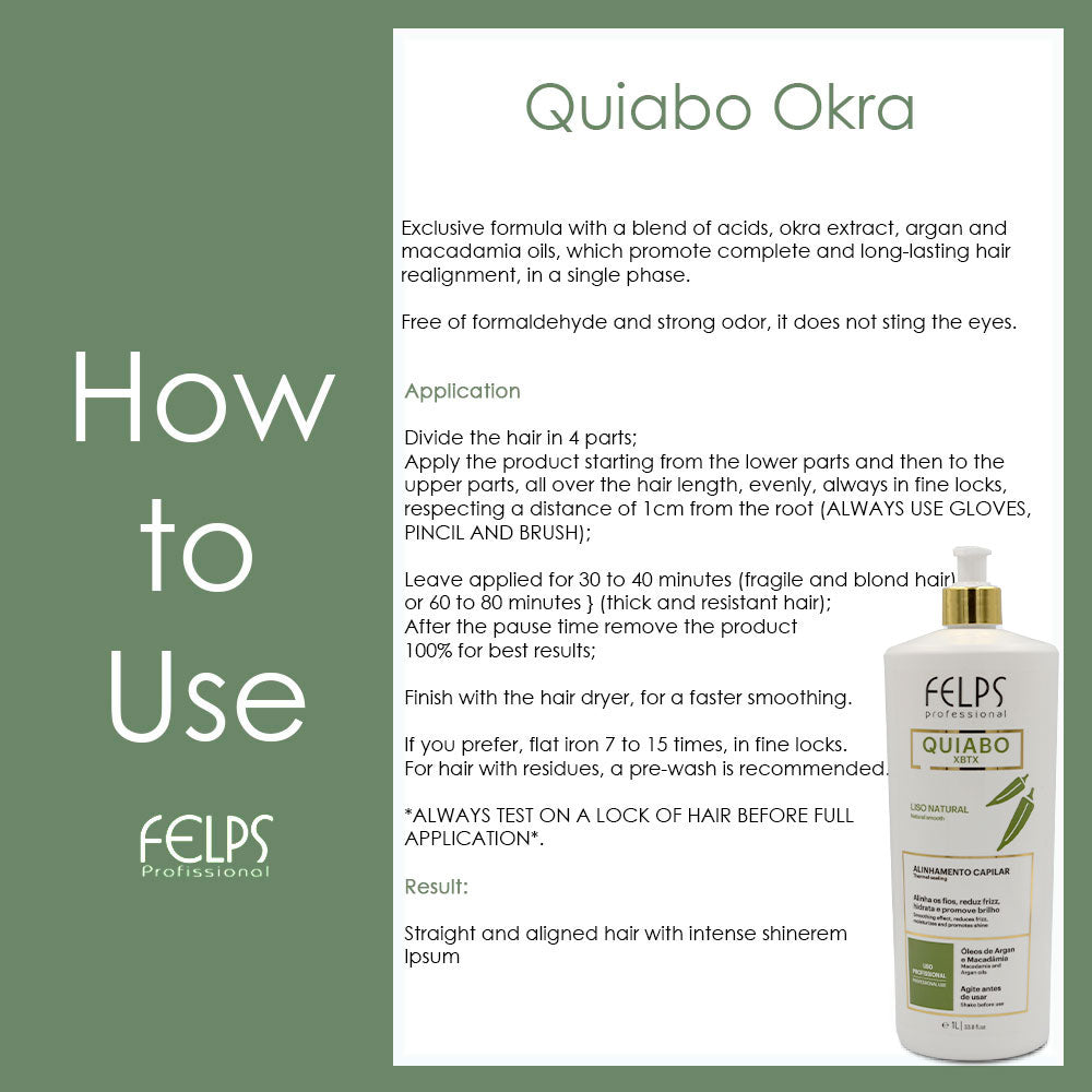 Felps Okra Quiabo Brazilian Progressive Keratin Thermal Sealing 1000ml