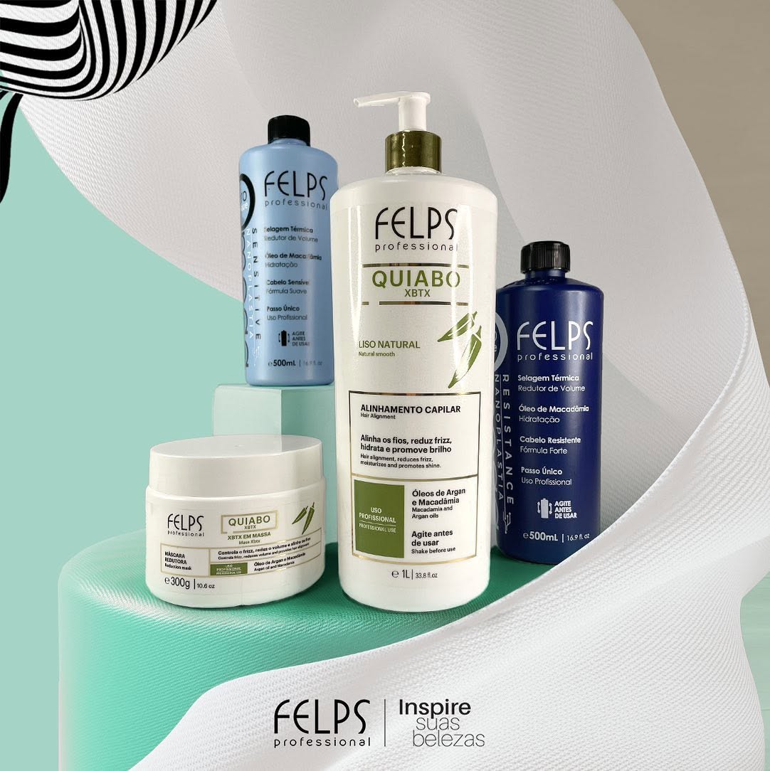 Felps Clarifying Anti-Residue Shampoo and Okra Quiabo Brazilian XBTX Thermal Sealing 1000ml