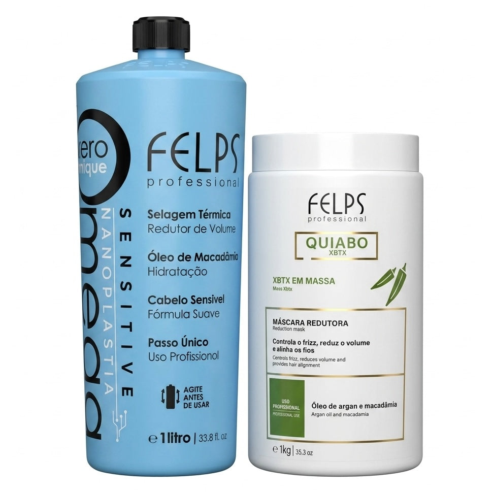 Felps Omega Zero Nanoplastia Sensitive & Quiabo XBTX Okra Smoothing Mask Duo