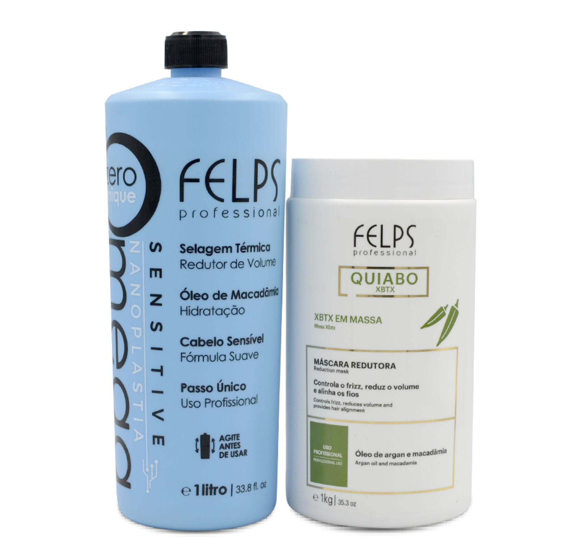 Felps Omega Zero Nanoplastia Sensitive & Quiabo XBTX Okra Smoothing Mask Duo