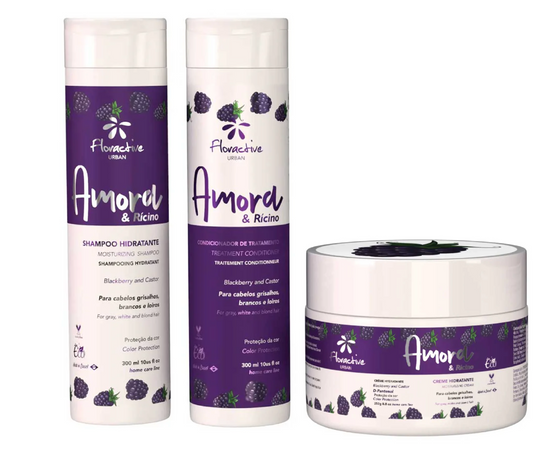 Floractive Amora Blackberry & Castor Shampoo and Conditioner + Mask