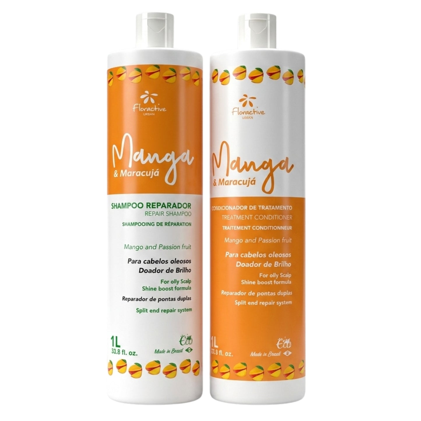 Floractive Manga Mango & Passion Fruit Repair Shampoo and Conditioner 1000ml
