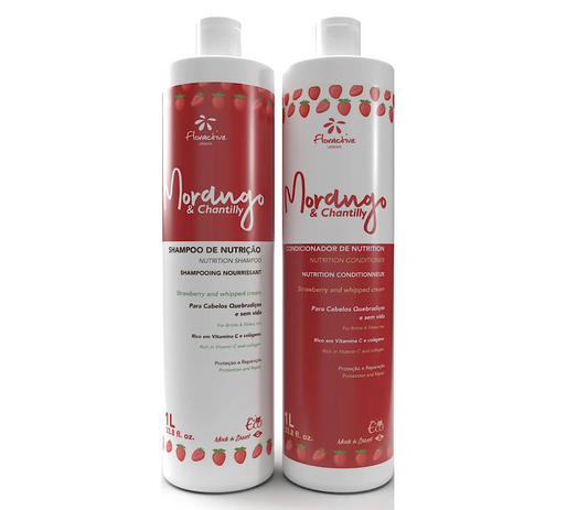 Floractive Morango Strawberry Whipped Cream Nutrition Shampoo and Conditioner 1000ml