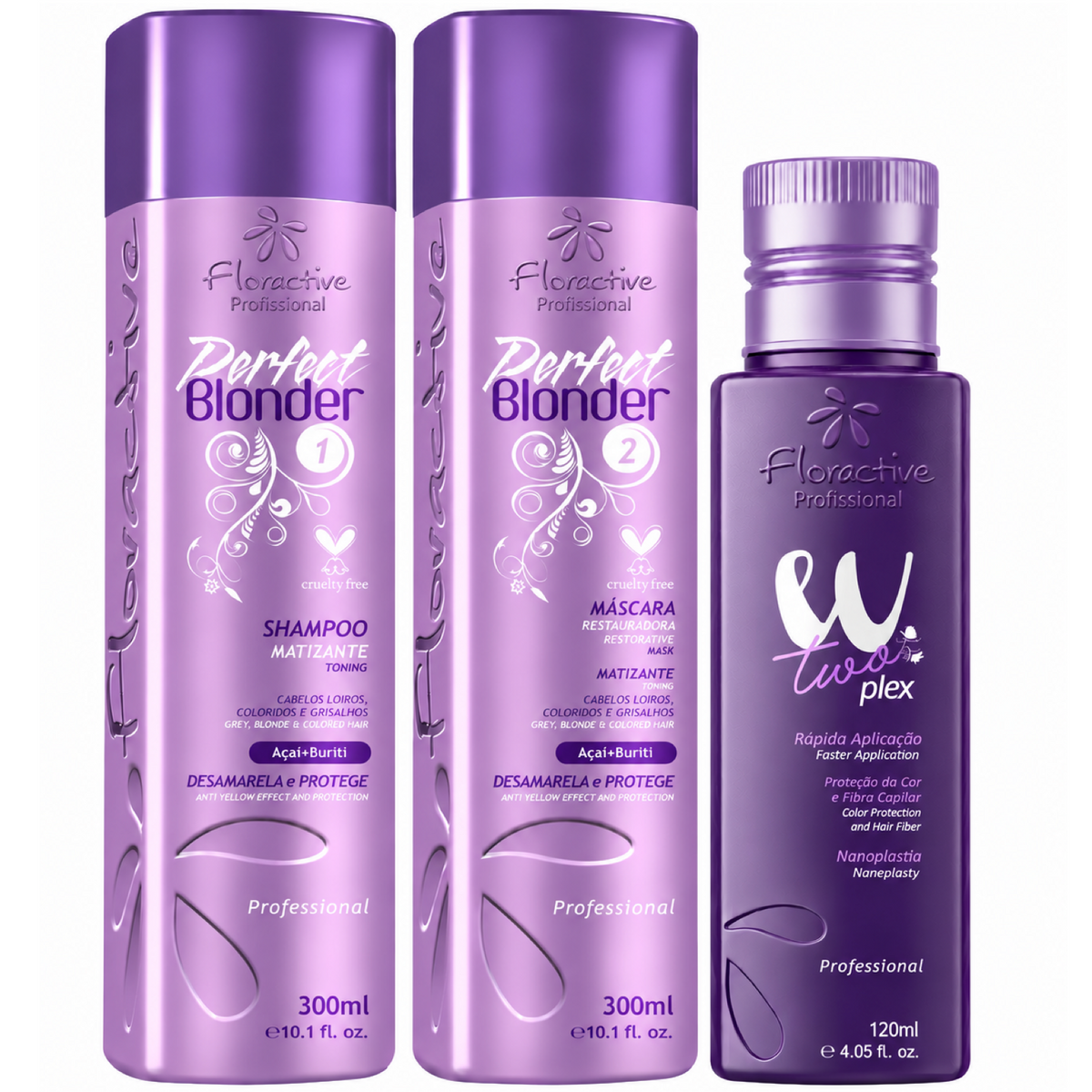 Floractive W Two Plex Nanoplasty Treatment 120ml + Shampoo and Conditioner 300ml (3pc)