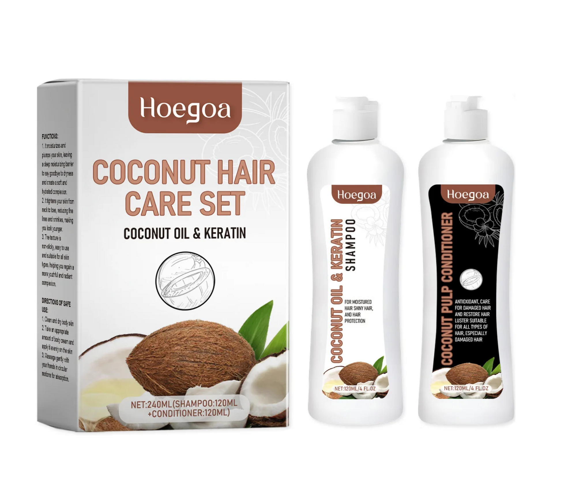 Hoegoa Coconut Oil & Keratin Shampoo and Conditioner 120ml 