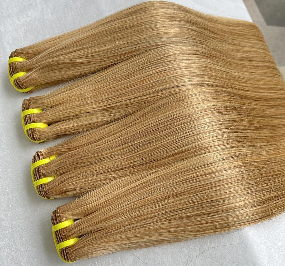 Honey Blonde Vietnamese Double Drawn Straight 100% Human Hair Bundles 100g
