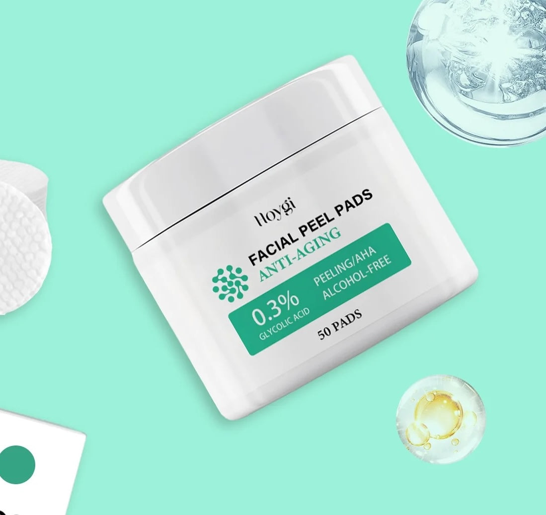 Hoygi 0.3% Glycolic Acid AHA Anti Aging Facial Peel Pads 50pc