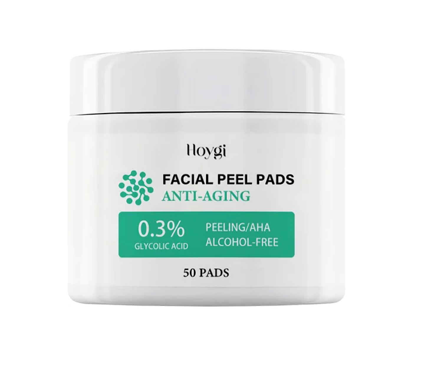 Hoygi 0.3% Glycolic Acid AHA Anti Aging Facial Peel Pads 50pc