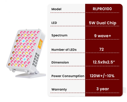 Infrared Red Light Therapy Panel RLPRO100 NIR 9 Wavelength