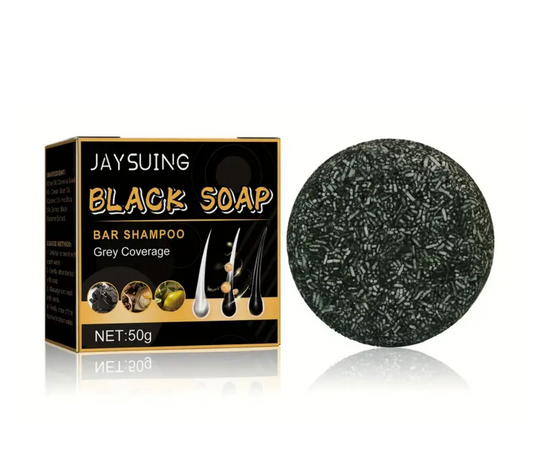 Jaysuing Black Soap Bar Shampoo Grey Coverage 50g