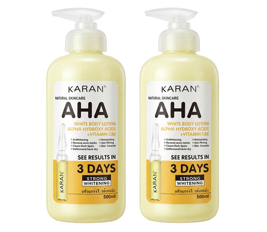 Karan AHA White Body Lotion Vitamin C & E 3 Days 500ml (2pc)