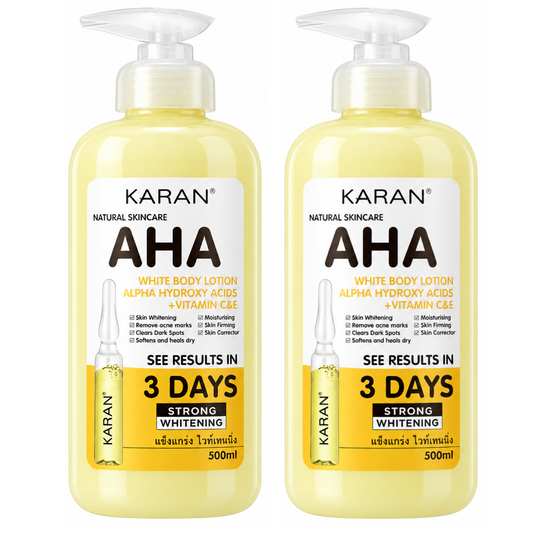 Karan AHA White Body Lotion Vitamin C & E 3 Days 500ml (2pc)