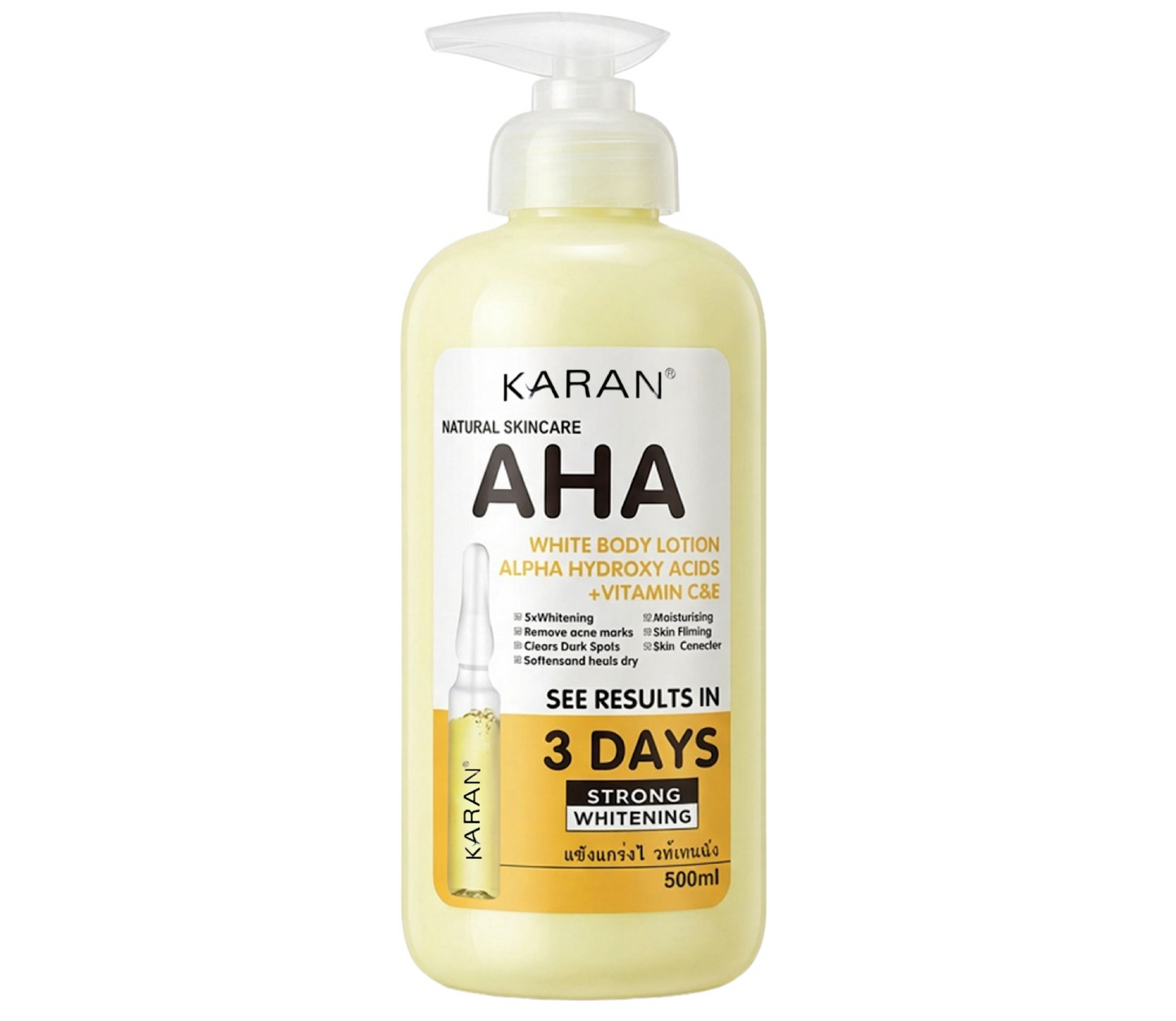 Karan AHA White Body Lotion Vitamin C & E 3 Days 500ml