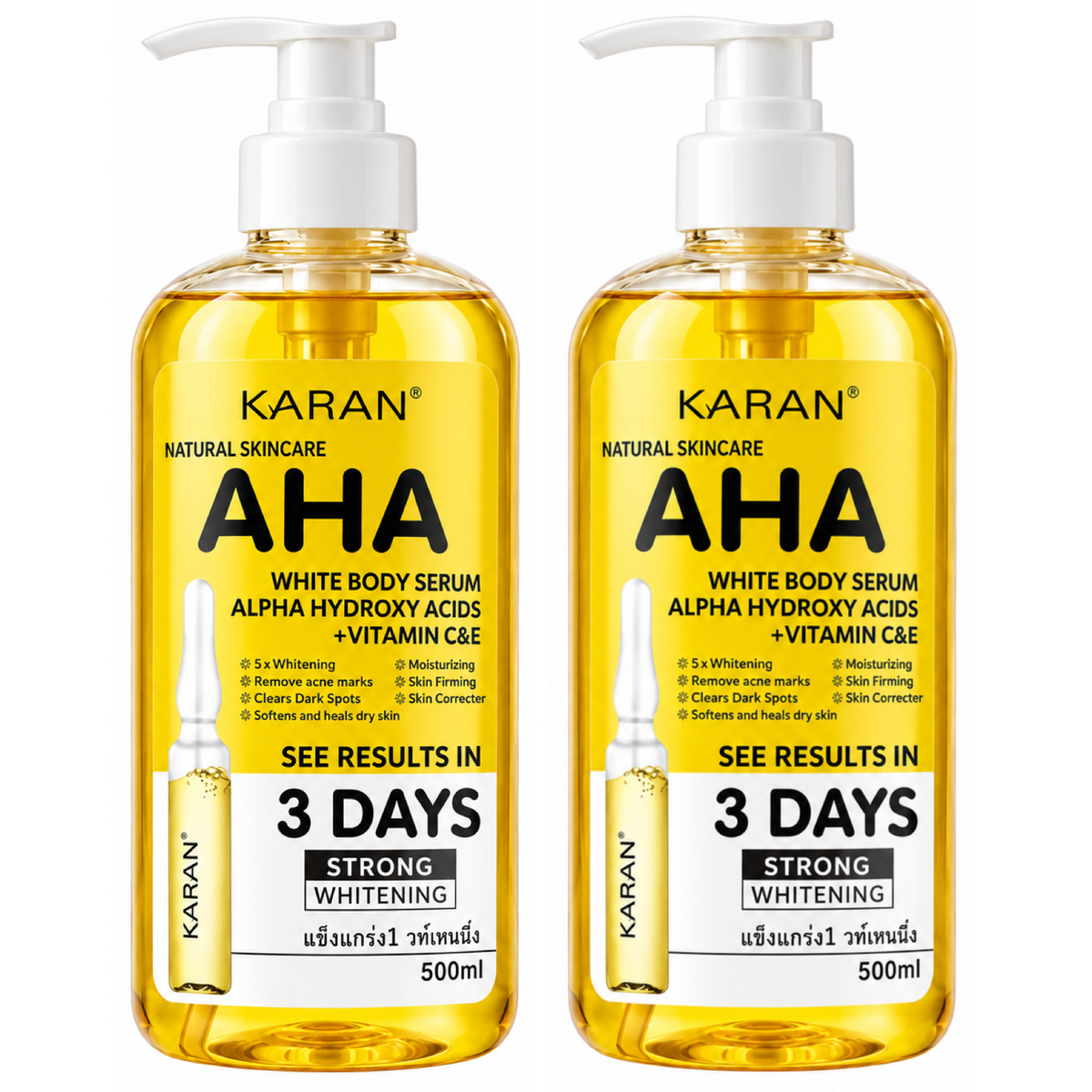 Karan Natural Skincare AHA White Body Serum 3 Days 500ml (2pc)