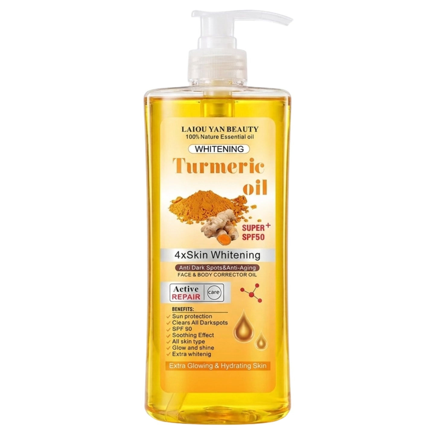 Laiou Turmeric 4 x Whitening Body Repair Face and Body Corrector Oil 200ml