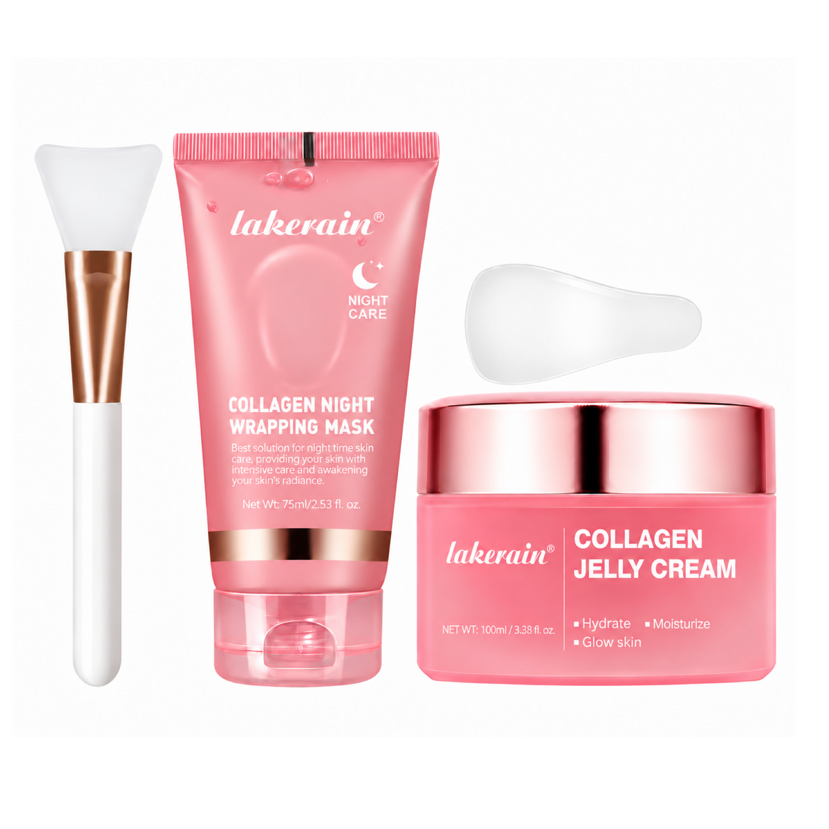 Lakerain Collagen Jelly Cream 100ml + Collagen Night Wrapping Mask Peel 75ml Duo