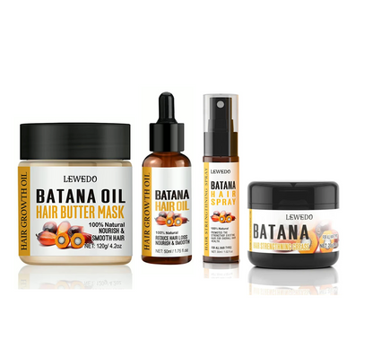 Lewedo Batana Oil Hair Butter Mask and Hair Oil + Batana Hair Spray + Grease (4pc) 