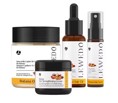 Lewedo Batana Oil Hair Butter Mask and Hair Oil + Batana Hair Spray + Grease (4pc)