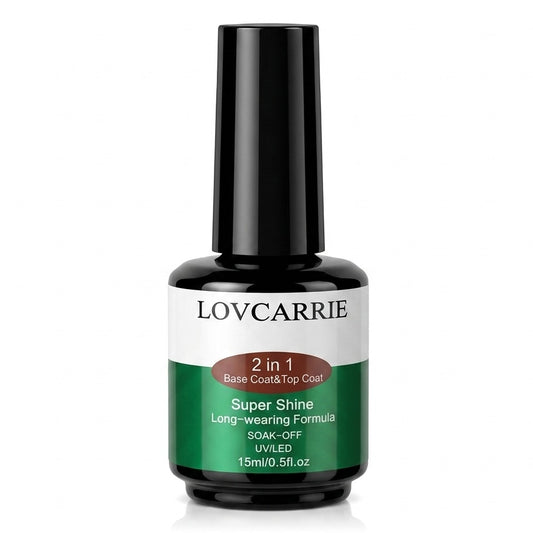 Lovcarrie 2 In 1 Base and Top Coat Super Shine Soak Off 15ml